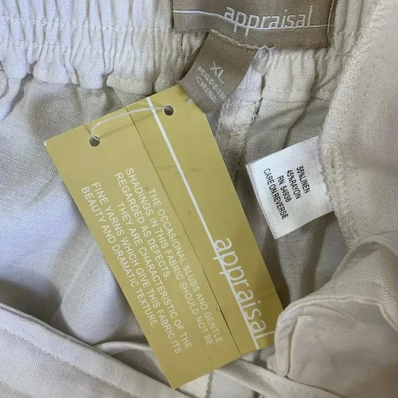 Appraisal New Linen Blend Straight Leg High Waist Pants Size XL Ivory White - Picture 14 of 15